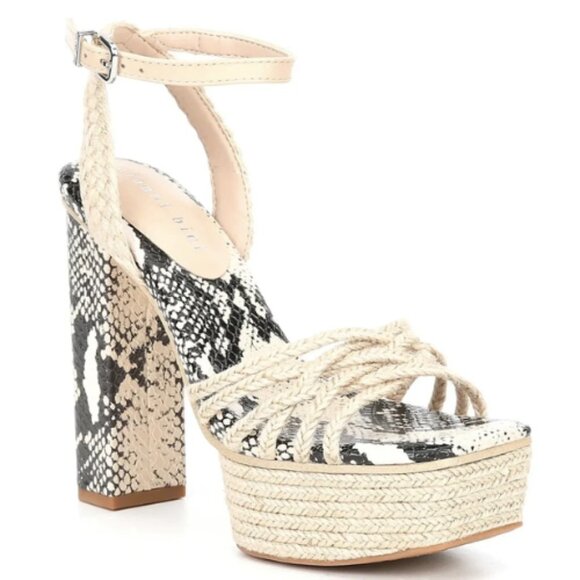 NEW Gianni Bini Shanika Braided Snakeskin Print Platform Sandals - Picture 1 of 1